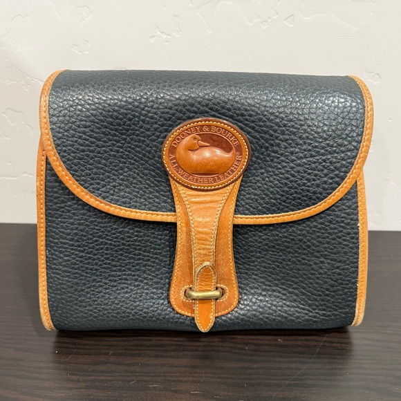 Dooney & Bourke Handbags - Vintage Dooney Bourke All Weathered Leather Essex Black Pebbled Crossbody Purse